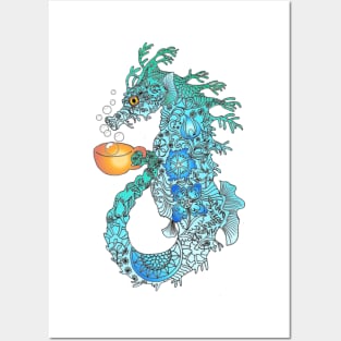 Sea Horse Turquoise Posters and Art